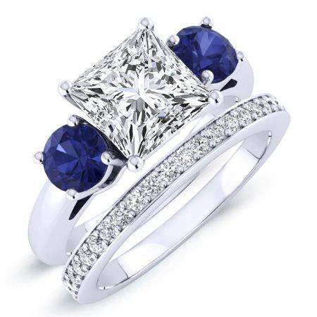 2.00 ct - Fuschia - Princess Moissanite Bridal Set