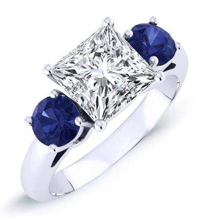 3.00 ct - Fuschia - Princess Moissanite Engagement Ring