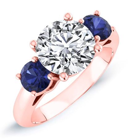 Fuschia Round Moissanite Bridal Set rosegold