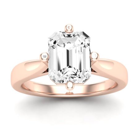 Gardenia Diamond Matching Band Only ( Engagement Ring Not Included)  For Ring With Emerald Center rosegold