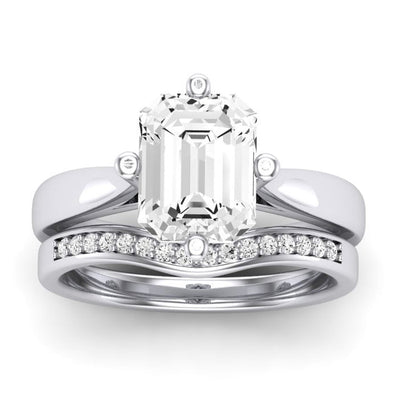 Gardenia Diamond Matching Band Only ( Engagement Ring Not Included)  For Ring With Emerald Center whitegold