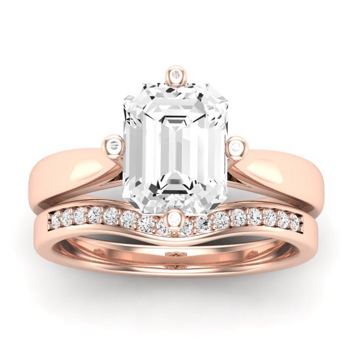 Gardenia Diamond Matching Band Only ( Engagement Ring Not Included)  For Ring With Emerald Center rosegold