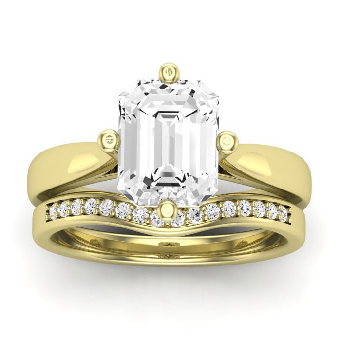 Gardenia Diamond Matching Band Only ( Engagement Ring Not Included)  For Ring With Emerald Center yellowgold