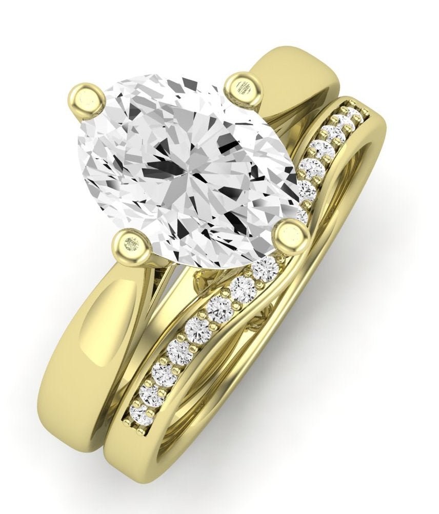 Gardenia Diamond Matching Band Only ( Engagement Ring Not Included)  For Ring With Oval Center yellowgold