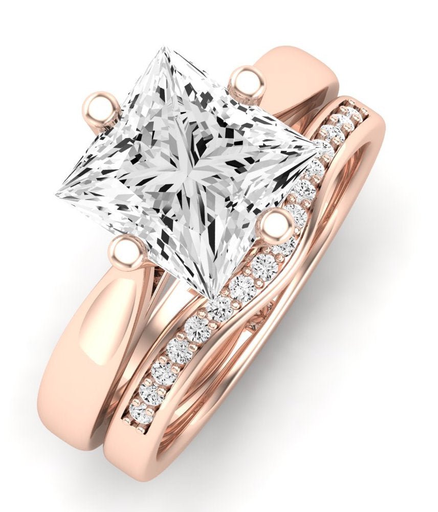 Gardenia Diamond Matching Band Only (does Not Include Engagement Ring) For Ring With Princess Center rosegold