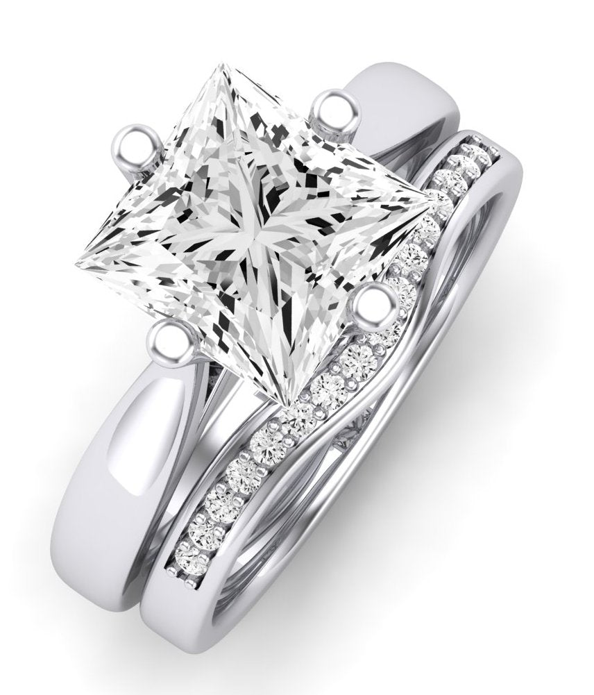 Gardenia Diamond Matching Band Only (does Not Include Engagement Ring) For Ring With Princess Center whitegold