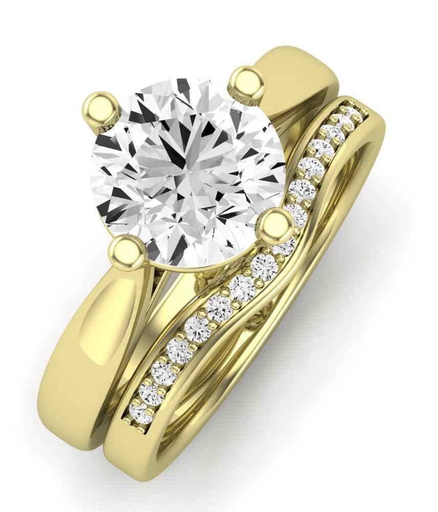 Gardenia Diamond Matching Band Only (does Not Include Engagement Ring) For Ring With Round Center yellowgold