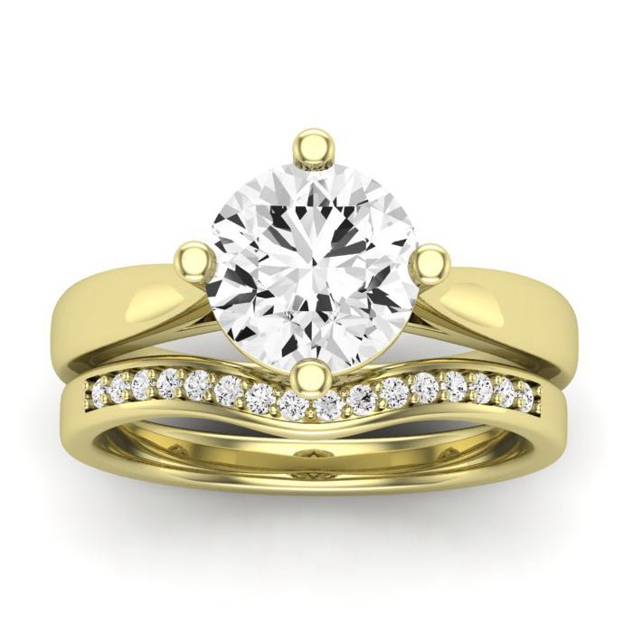 Gardenia Diamond Matching Band Only (does Not Include Engagement Ring) For Ring With Round Center yellowgold