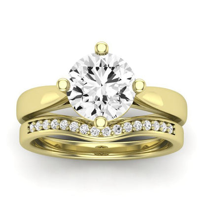 Gardenia Diamond Matching Band Only (does Not Include Engagement Ring) For Ring With Round Center yellowgold