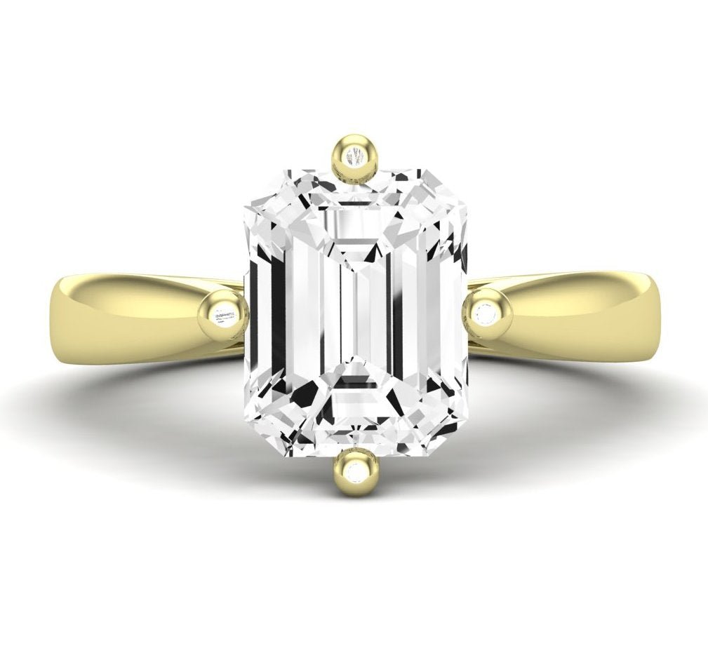 Gardenia Emerald Moissanite Engagement Ring yellowgold