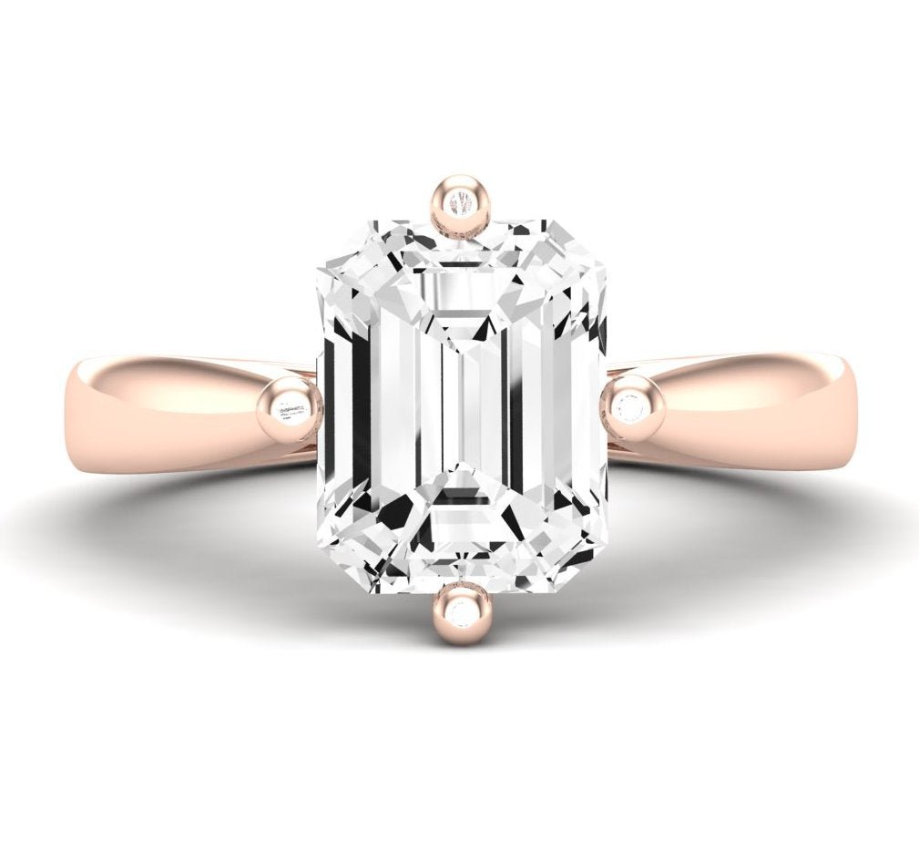Gardenia Emerald Moissanite Engagement Ring rosegold