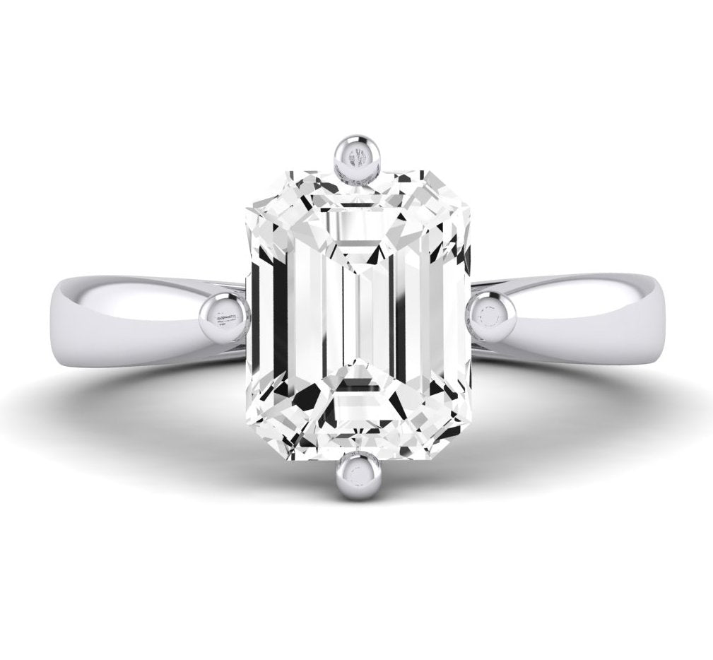 Gardenia Emerald Moissanite Engagement Ring whitegold