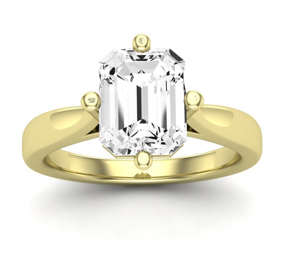 Gardenia Emerald Moissanite Engagement Ring yellowgold