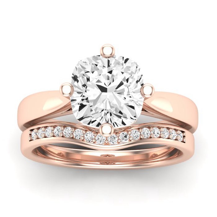 Gardenia Moissanite Matching Band Only (does Not Include Engagement Ring) For Ring With Cushion Center rosegold