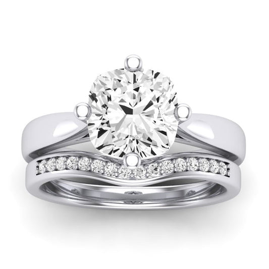 Gardenia Moissanite Matching Band Only (does Not Include Engagement Ring) For Ring With Cushion Center whitegold