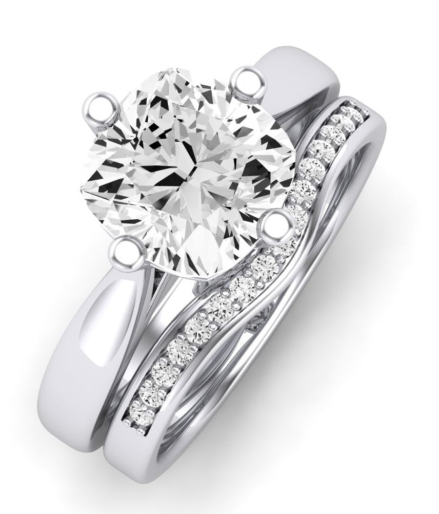 Gardenia Moissanite Matching Band Only (does Not Include Engagement Ring) For Ring With Cushion Center whitegold