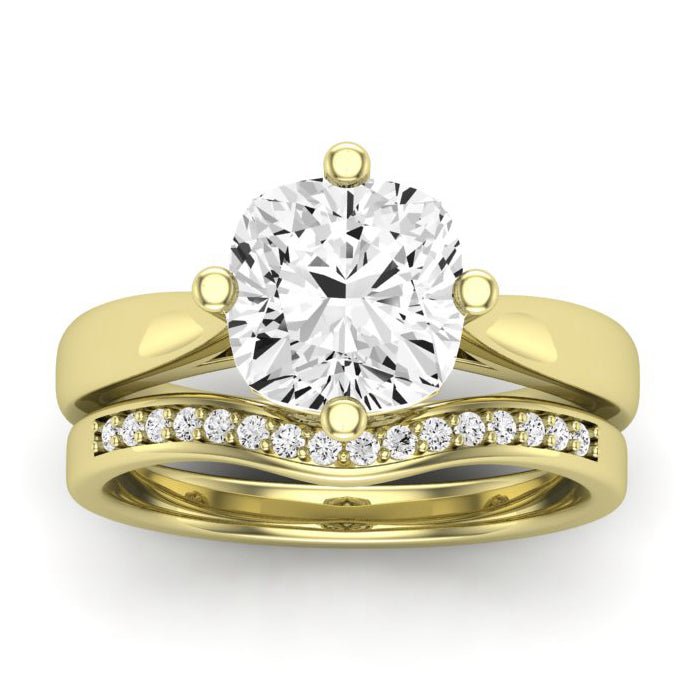 Gardenia Moissanite Matching Band Only (does Not Include Engagement Ring) For Ring With Cushion Center yellowgold