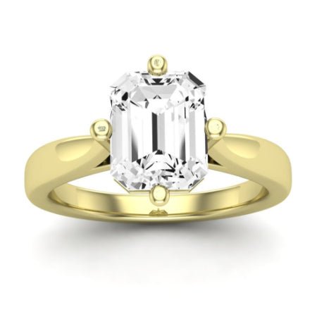 Gardenia Moissanite Matching Band Only ( Engagement Ring Not Included)  For Ring With Emerald Center yellowgold