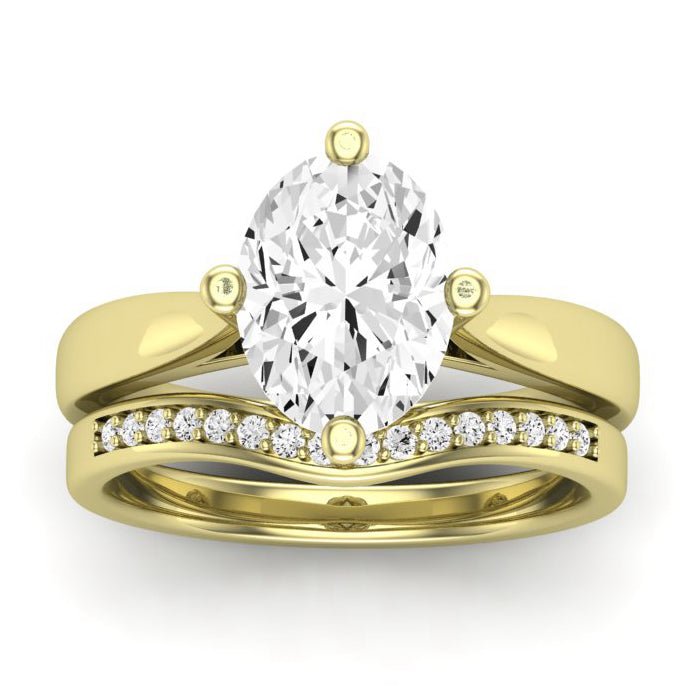 Gardenia Moissanite Matching Band Only ( Engagement Ring Not Included)  For Ring With Oval Center yellowgold