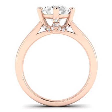 Gardenia Moissanite Matching Band Only ( Engagement Ring Not Included)  For Ring With Oval Center rosegold