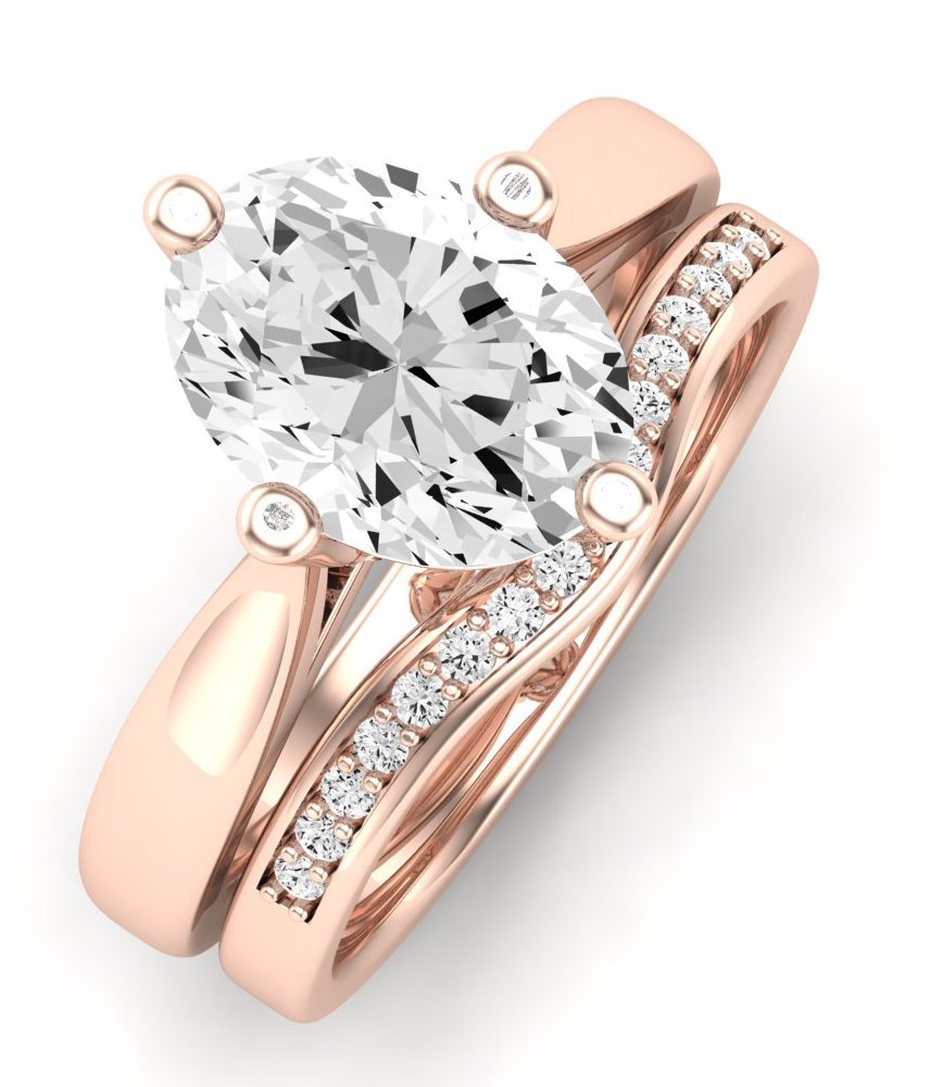 Gardenia Moissanite Matching Band Only ( Engagement Ring Not Included)  For Ring With Oval Center rosegold