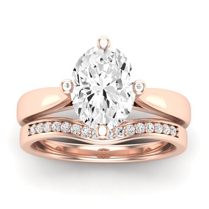 Gardenia Moissanite Matching Band Only ( Engagement Ring Not Included)  For Ring With Oval Center rosegold