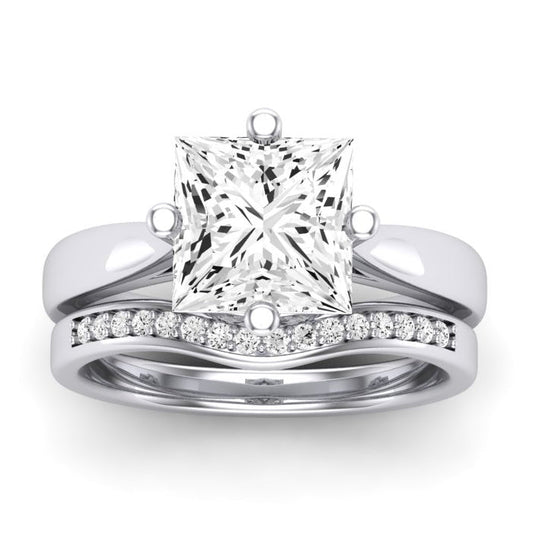 Gardenia Moissanite Matching Band Only (does Not Include Engagement Ring) For Ring With Princess Center whitegold