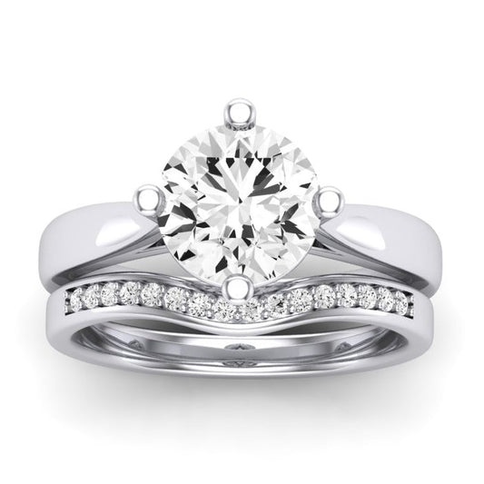 Gardenia Moissanite Matching Band Only (does Not Include Engagement Ring) For Ring With Round Center whitegold