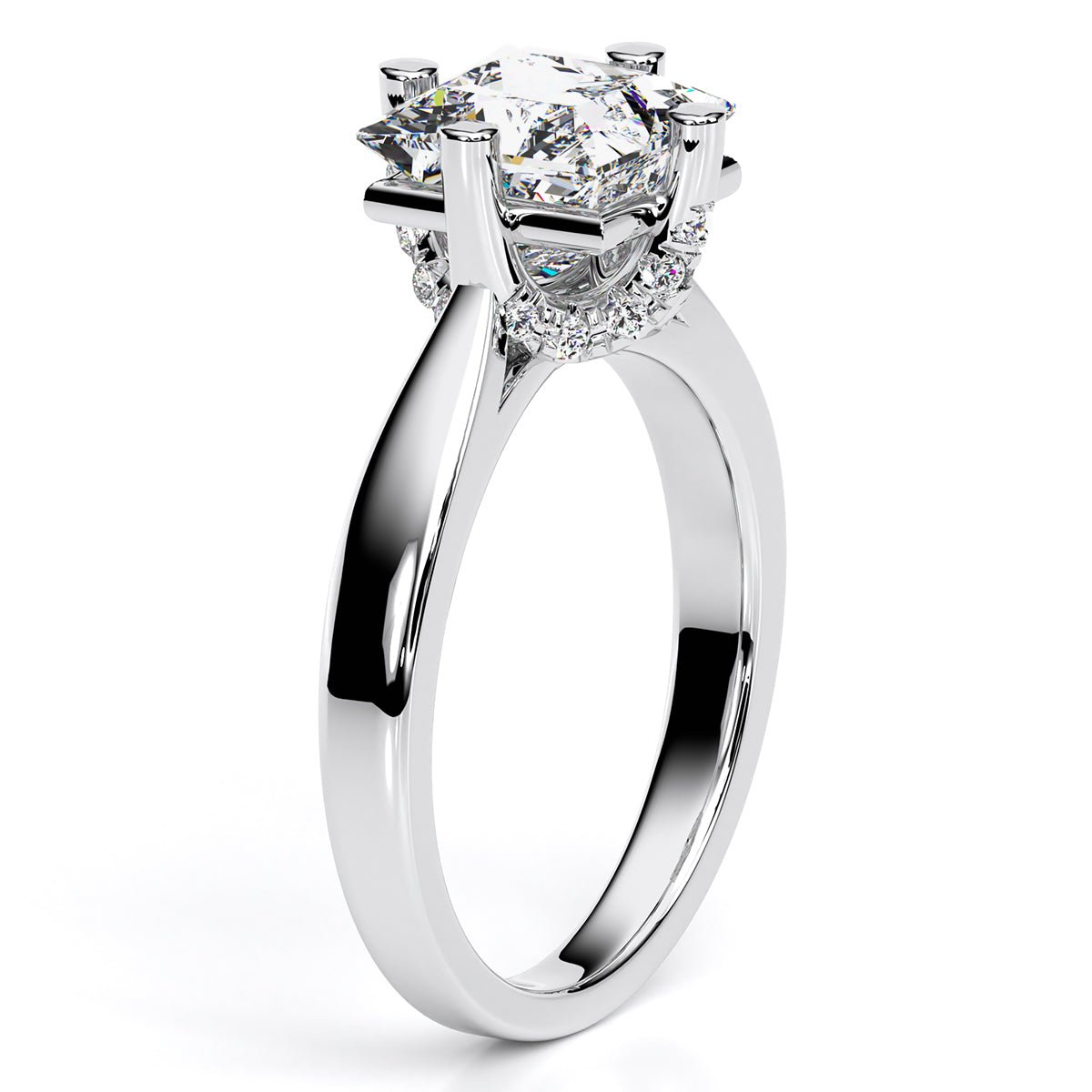 Gardenia Princess Moissanite Engagement Ring whitegold