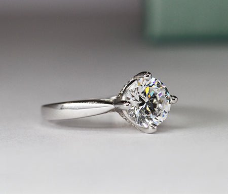 Gardenia Round Moissanite Engagement Ring whitegold