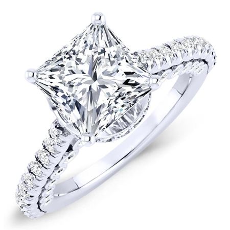 Garland Diamond Matching Band Only (engagement Ring Not Included) For Ring With Princess Center whitegold