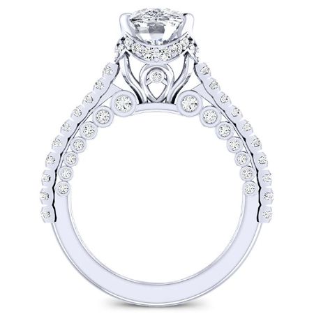 Garland Moissanite Matching Band Only (engagement Ring Not Included) For Ring With Cushion Center whitegold