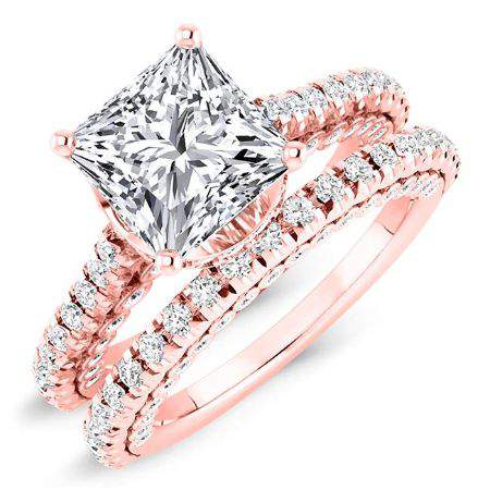 Garland Moissanite Matching Band Only (engagement Ring Not Included) For Ring With Princess Center rosegold