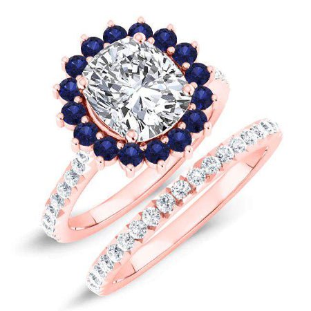 Gazania Cushion Moissanite Bridal Set rosegold