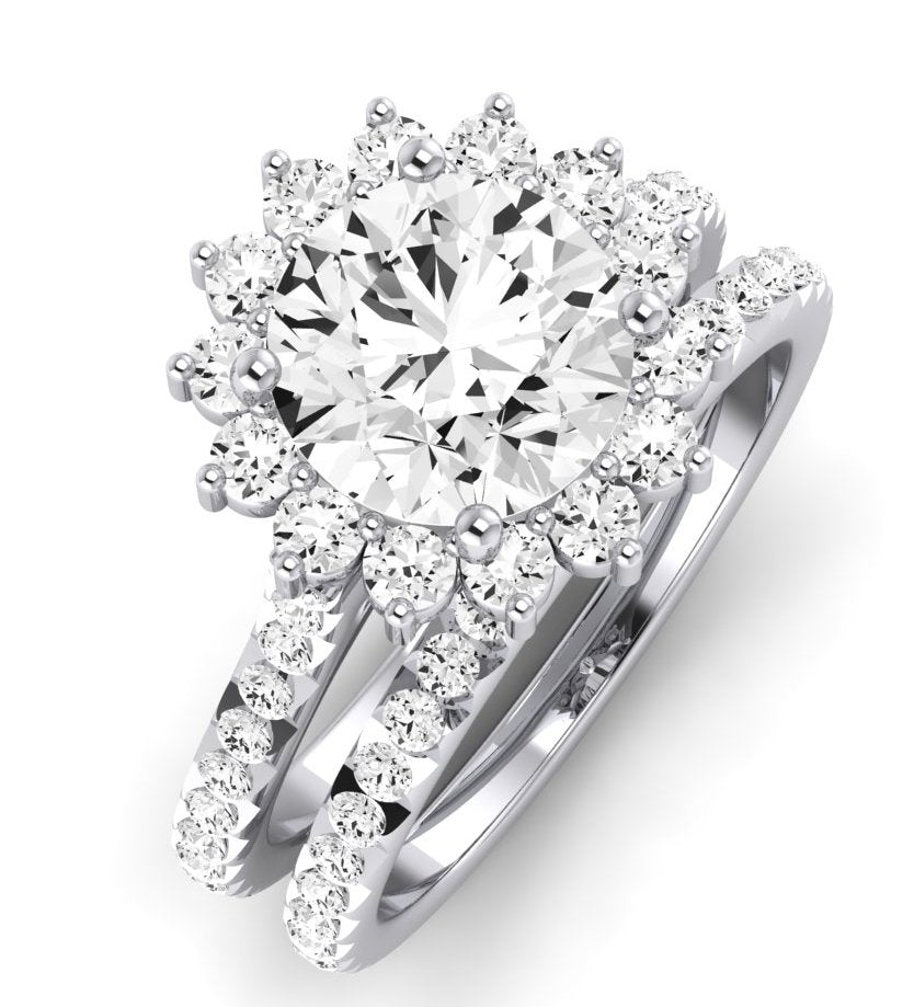 Gazania Diamond Matching Band Only (does Not Include Engagement Ring) For Ring With Round Center whitegold