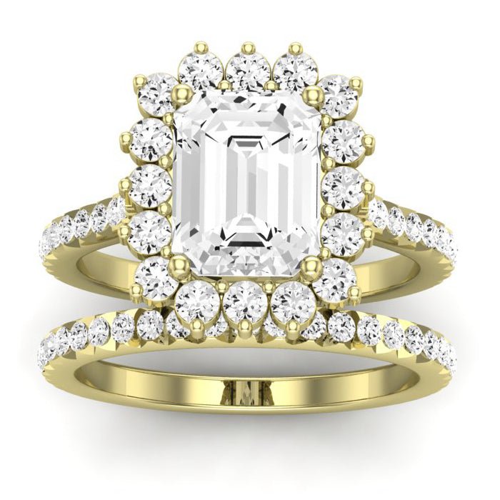 Gazania Diamond Matching Band Only (does Not Include Engagement Ring) For Ring With Emerald Center yellowgold