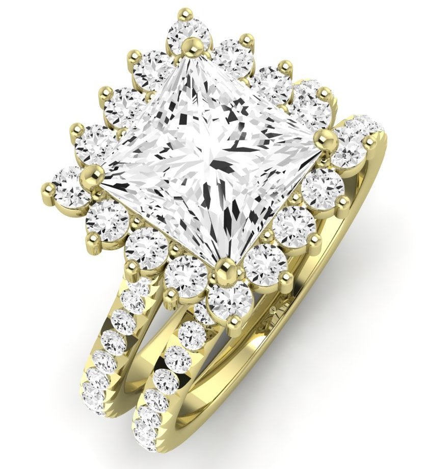 Gazania Diamond Matching Band Only (does Not Include Engagement Ring) For Ring With Princess Center yellowgold