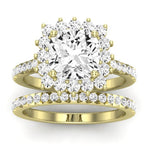Gazania Moissanite Matching Band Only (does Not Include Engagement Ring) For Ring With Cushion Center yellowgold