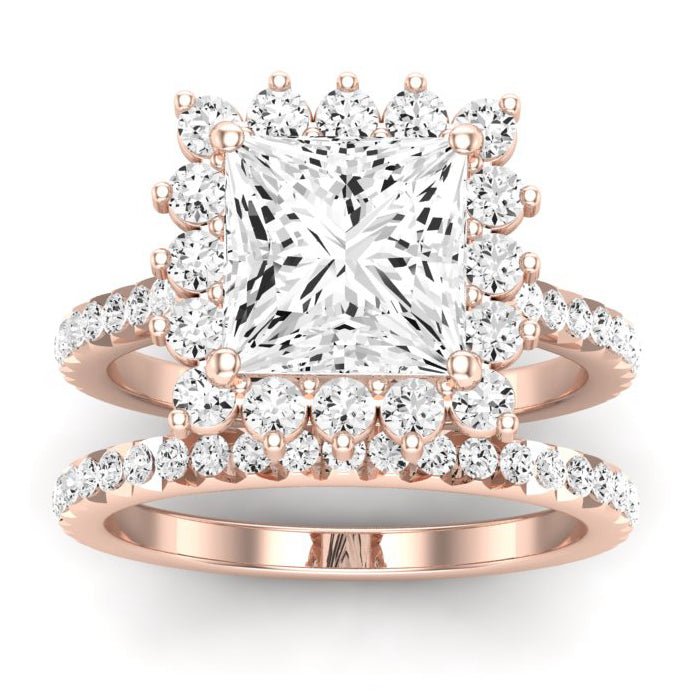 Gazania Moissanite Matching Band Only (does Not Include Engagement Ring) For Ring With Princess Center rosegold