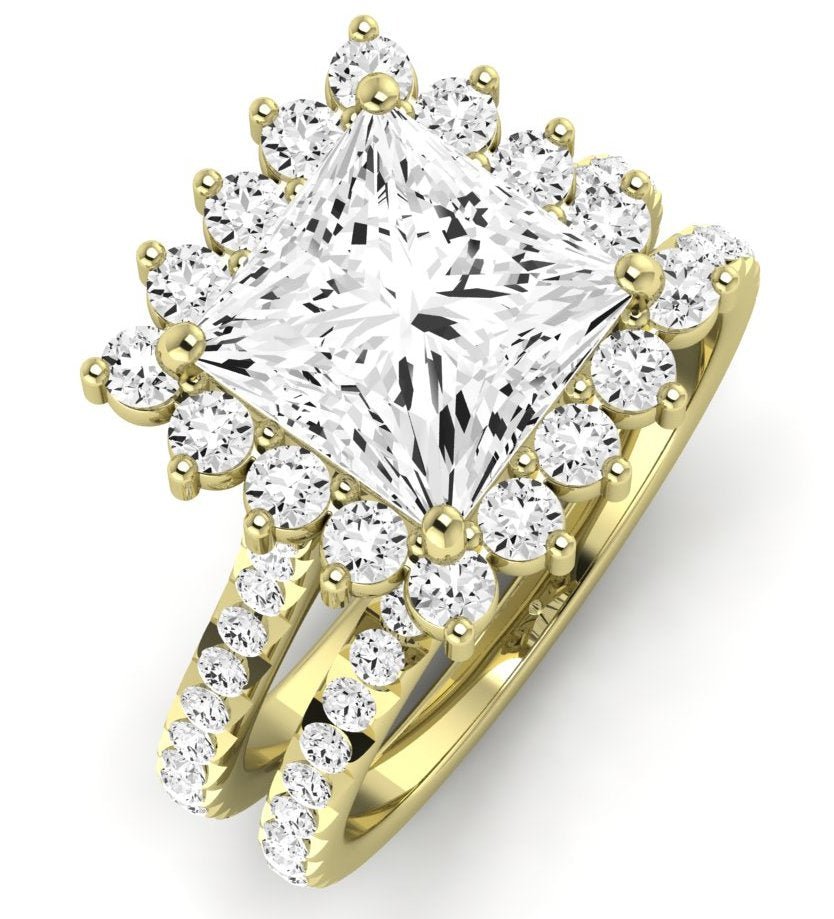 Gazania Moissanite Matching Band Only (does Not Include Engagement Ring) For Ring With Princess Center yellowgold