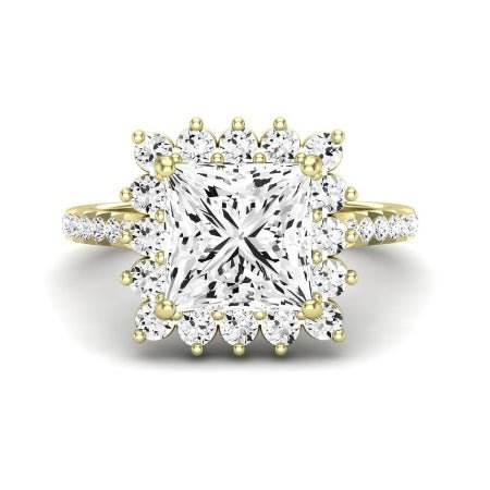 Gazania Moissanite Matching Band Only (does Not Include Engagement Ring) For Ring With Princess Center yellowgold