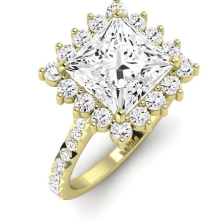 Gazania Moissanite Matching Band Only (does Not Include Engagement Ring) For Ring With Princess Center yellowgold