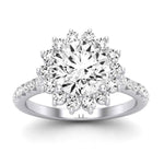 Gazania Moissanite Matching Band Only (does Not Include Engagement Ring) For Ring With Round Center whitegold