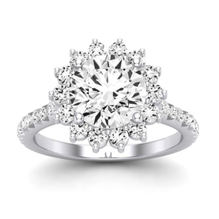 Gazania Moissanite Matching Band Only (does Not Include Engagement Ring) For Ring With Round Center whitegold