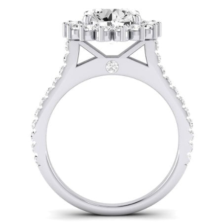 Gazania Moissanite Matching Band Only (does Not Include Engagement Ring) For Ring With Round Center whitegold