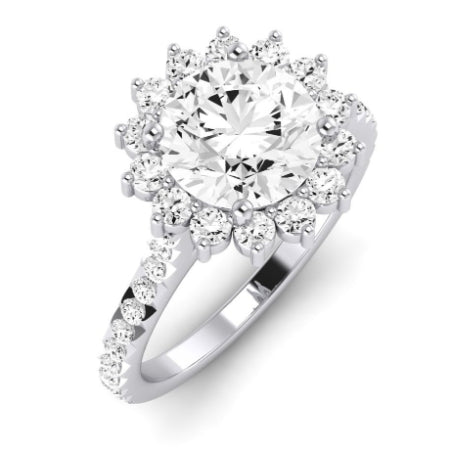 Gazania Moissanite Matching Band Only (does Not Include Engagement Ring) For Ring With Round Center whitegold