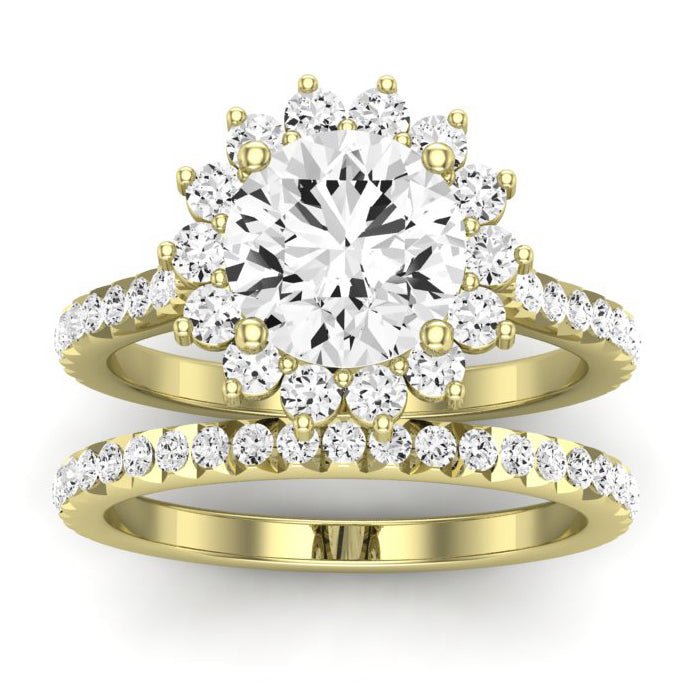 Gazania Moissanite Matching Band Only (does Not Include Engagement Ring) For Ring With Round Center yellowgold