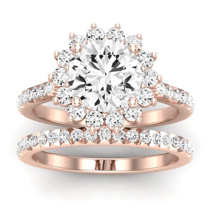 Gazania Moissanite Matching Band Only (does Not Include Engagement Ring) For Ring With Round Center rosegold