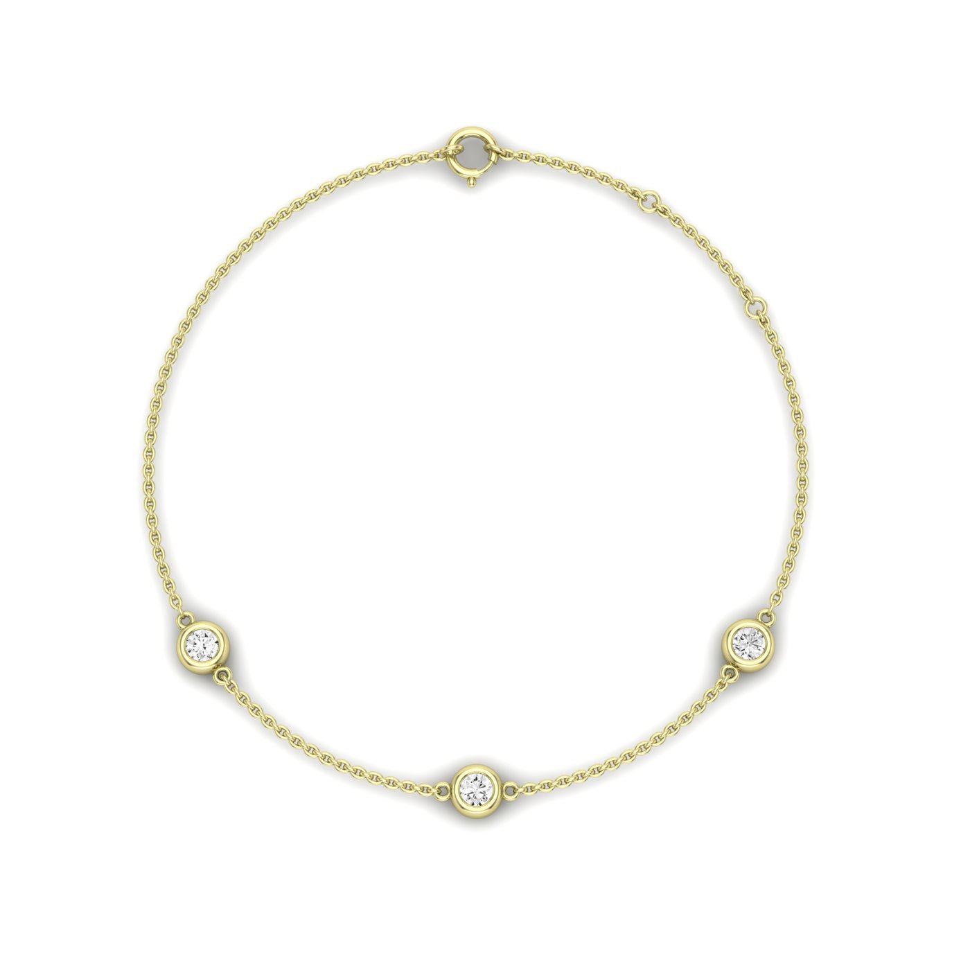 Geneva Trio Round Bezel Chain Diamond Bracelet (clarity Enhanced) yellowgold