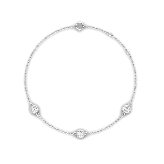 Geneva Trio Round Bezel Chain Diamond Bracelet (clarity Enhanced) whitegold